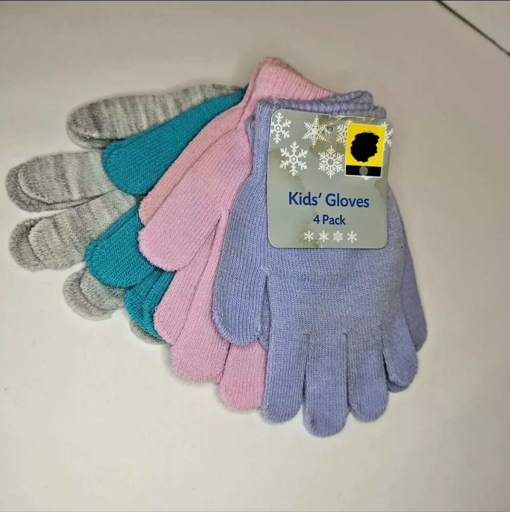 Old East Main Co Kids' Gloves 4 Pack Assorted Colors Winter Knit Warm Snow Gift